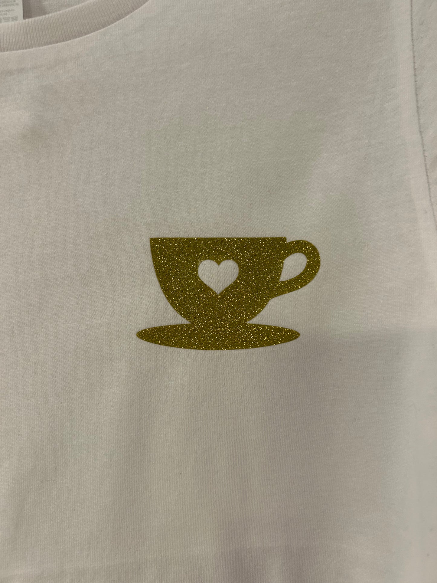 Coffee & Gold tee - white