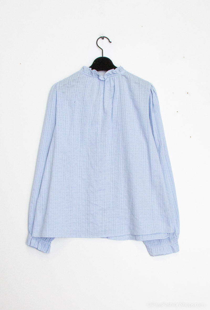 Lee – Losse blouse met ballonmouwen - hemelsblauw