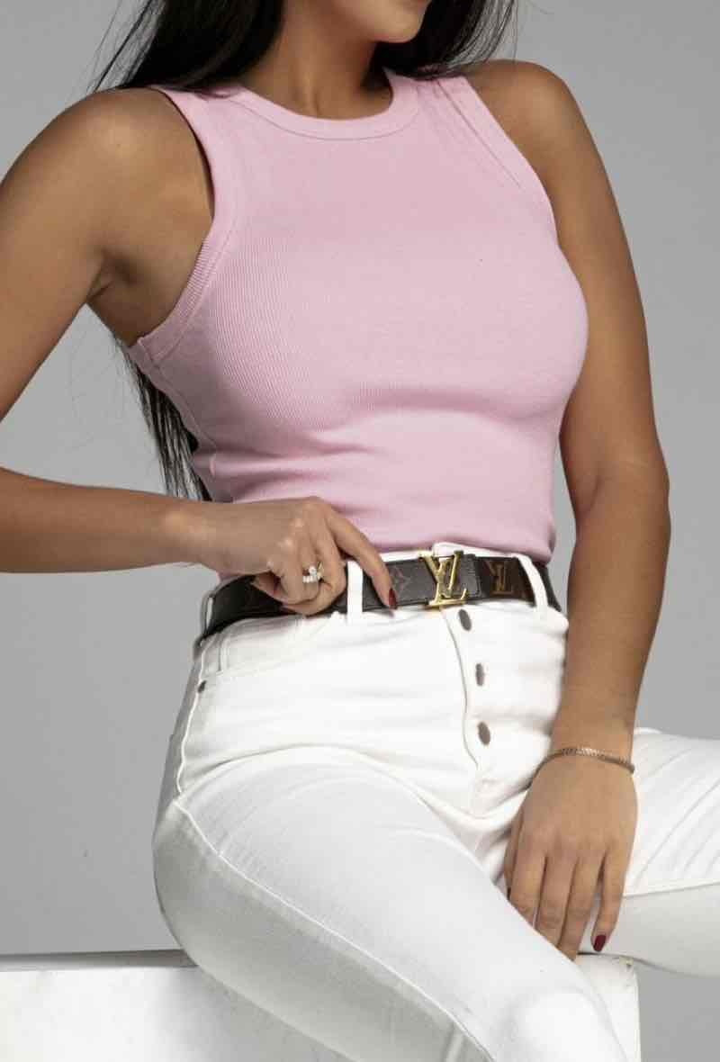 Lena geribde marcel - lichtroze