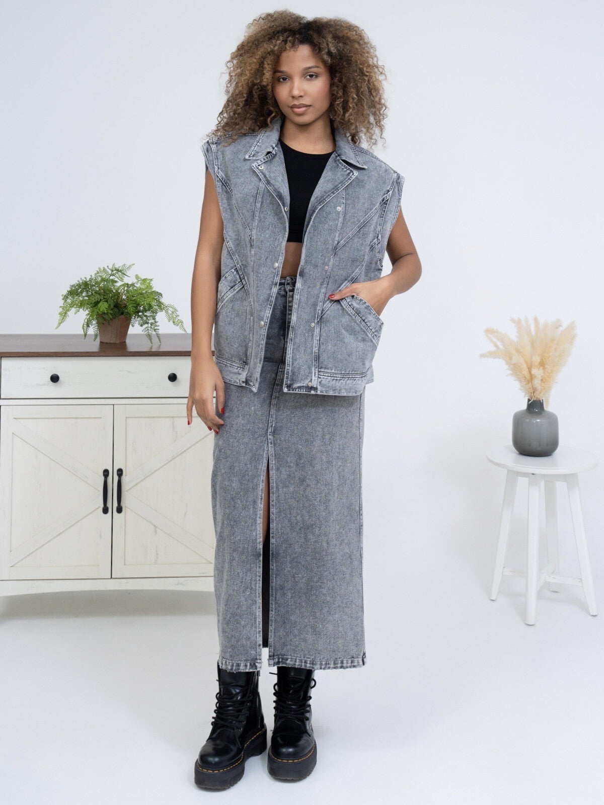 Nora – Mouwloos Oversized Denim Vest