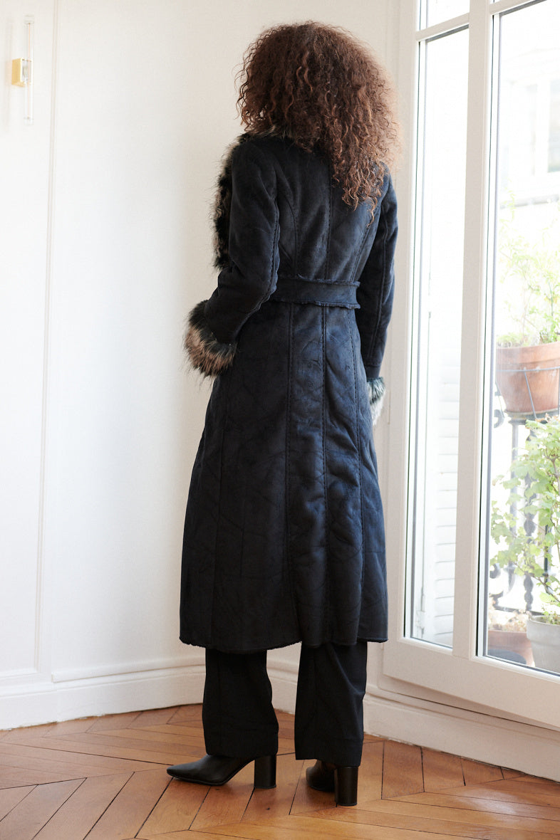 Piper - mantel met faux fur kraag