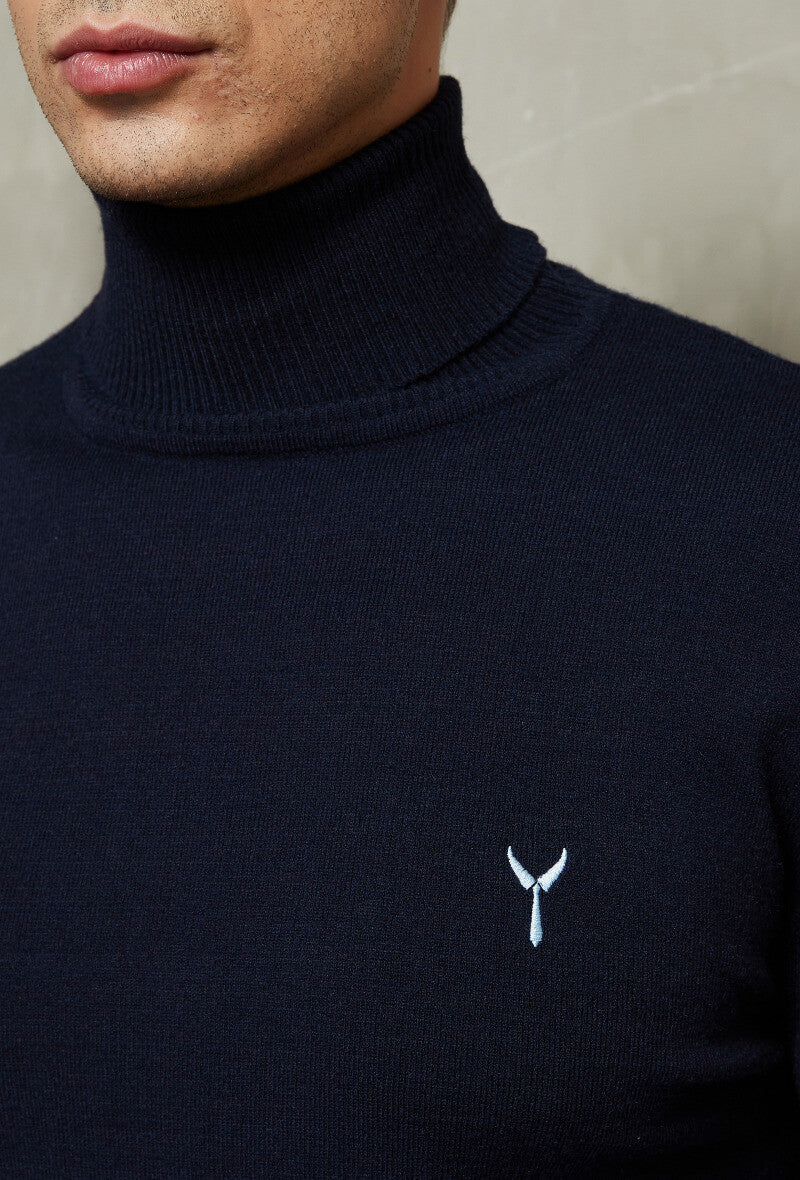 Turtle neck logo - navy