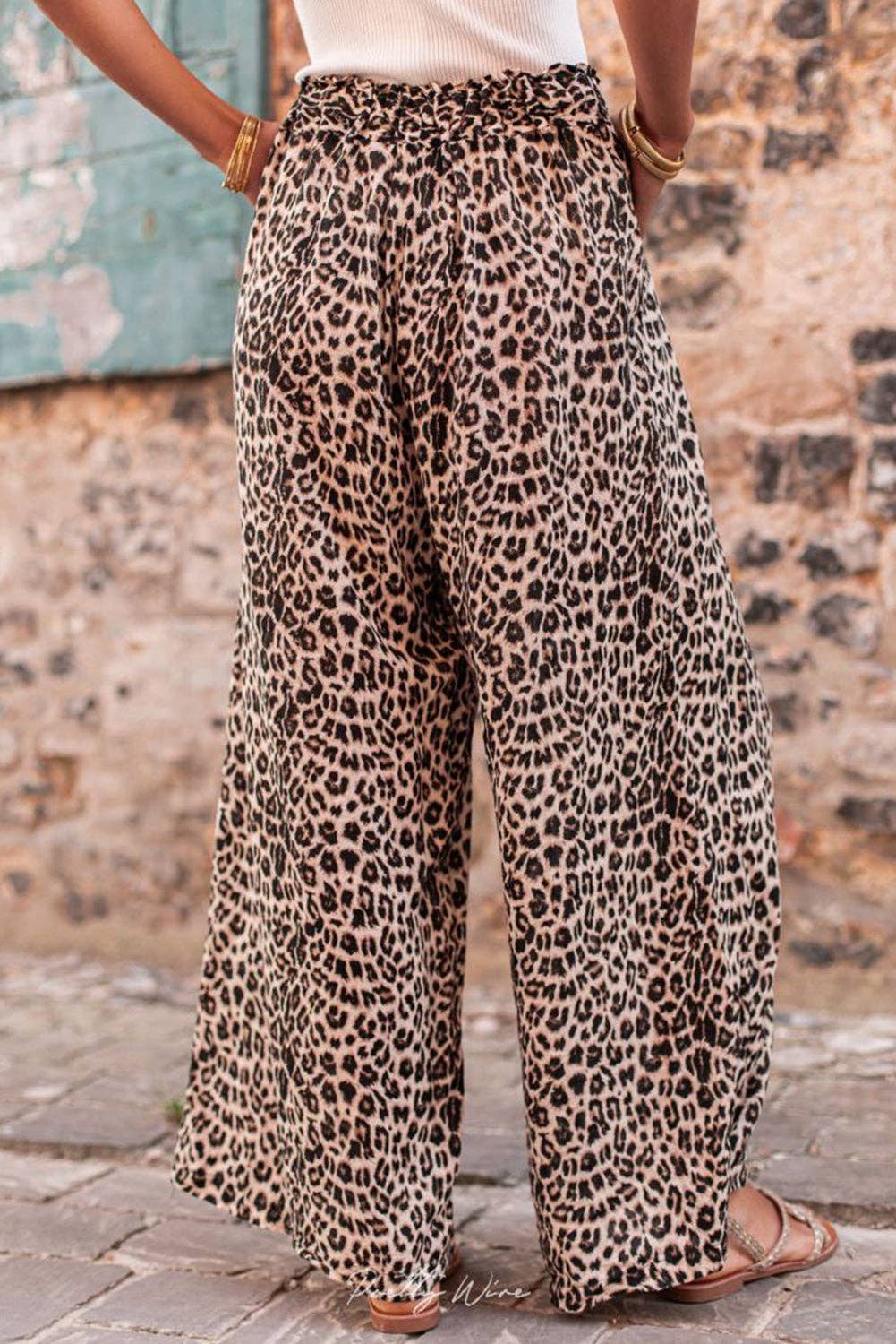 Boho Leopard broek met wijde pijpen