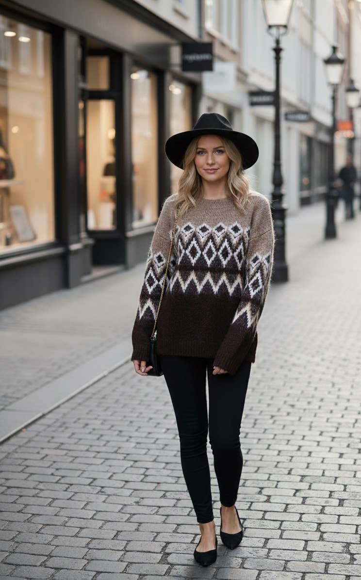 Fair Isle trui bruin