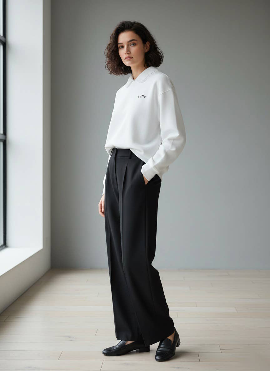 Sweat CUTIE met afneembare Peter Pan-kraag