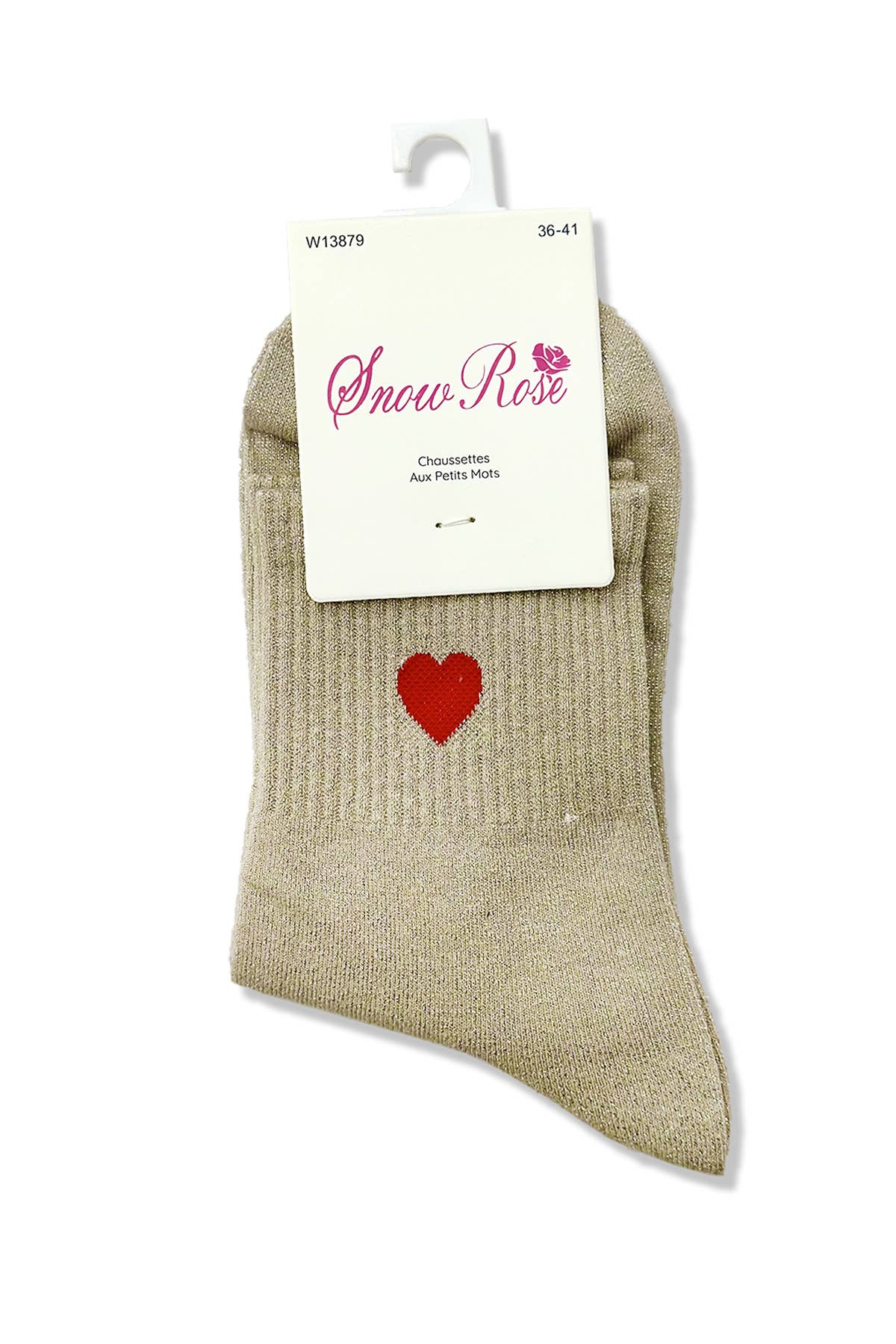 Glanzende sokken met rood hart