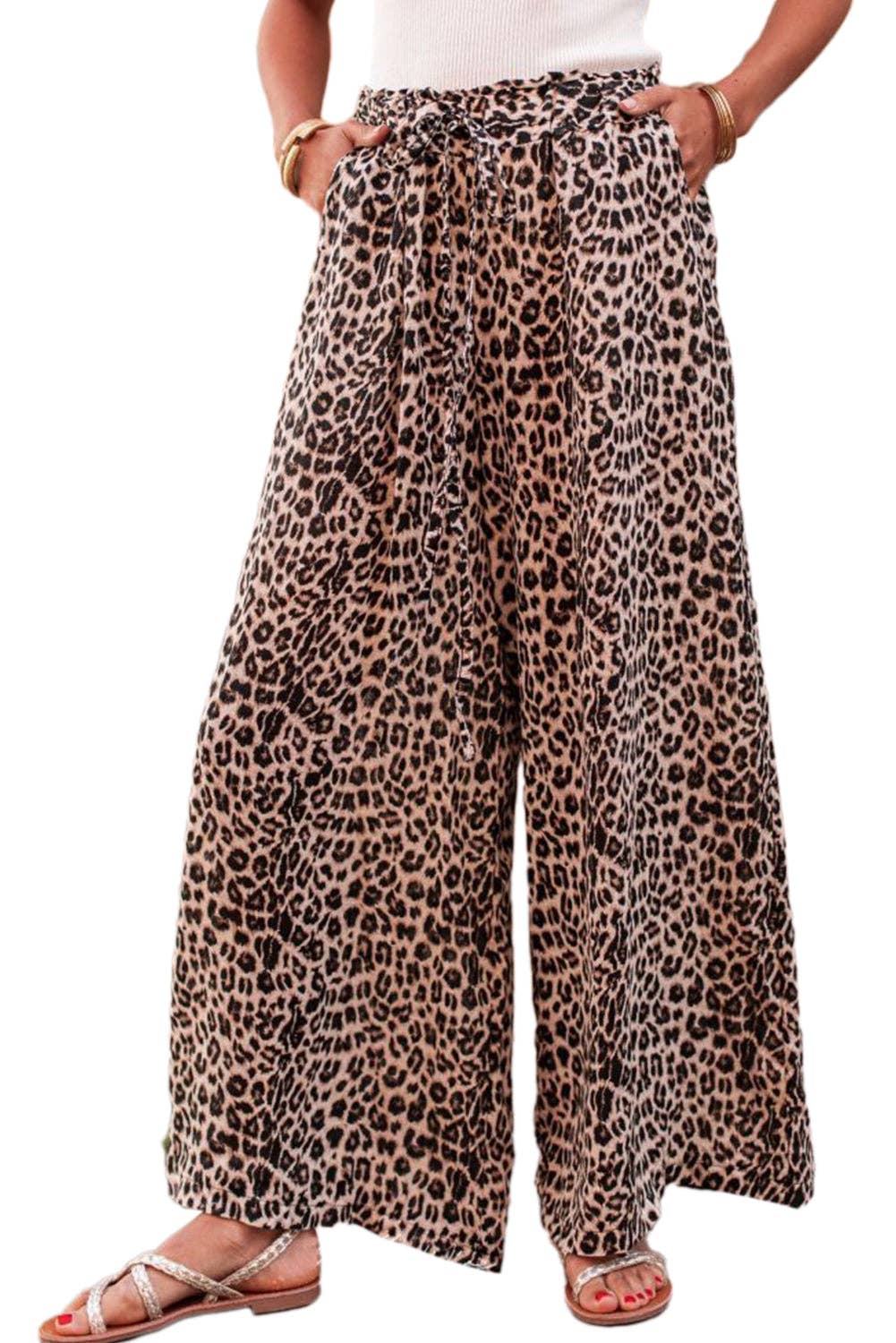 Boho Leopard broek met wijde pijpen
