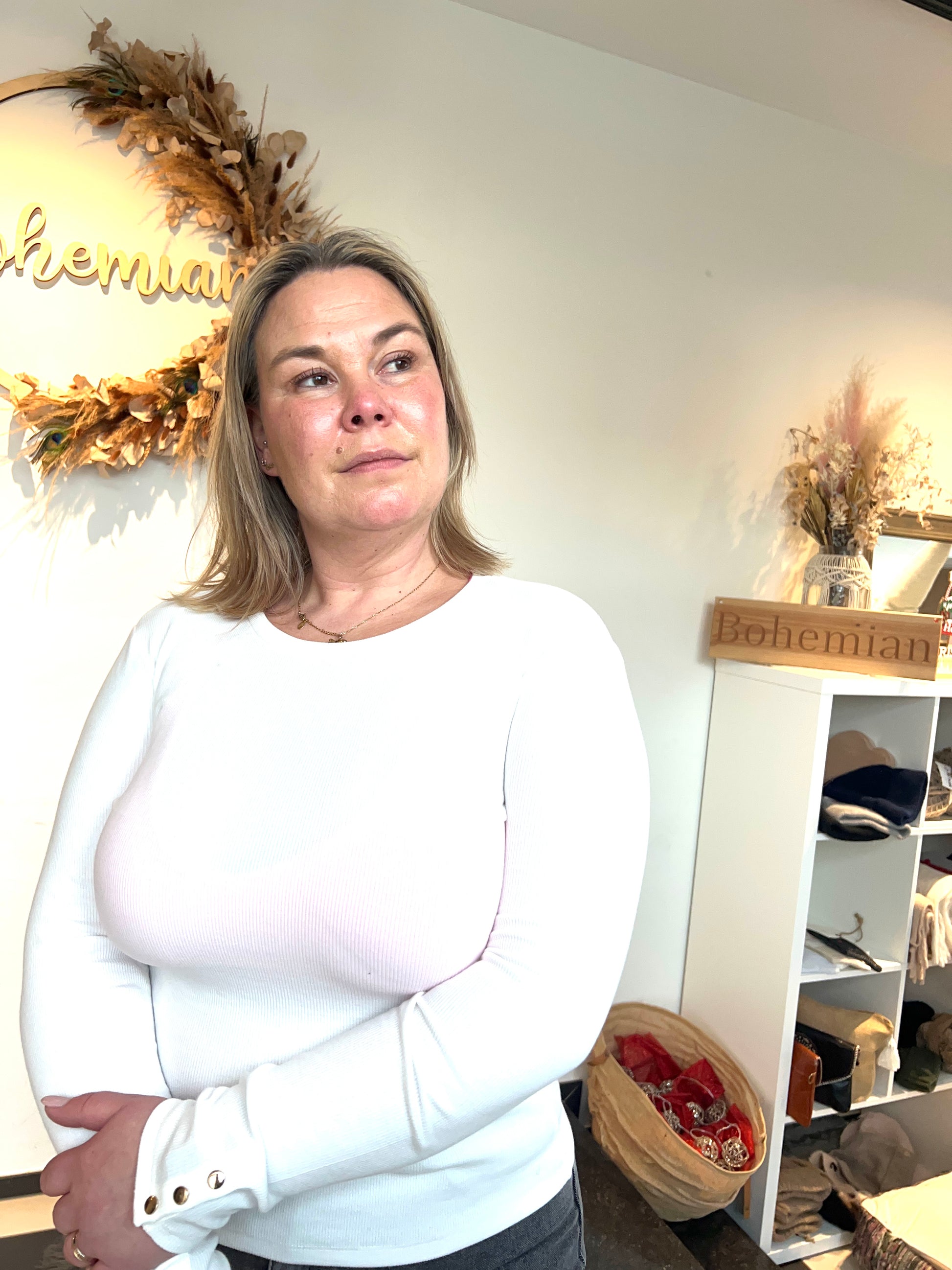 Elena Rib Top wit - soft minimalism 95% katoen