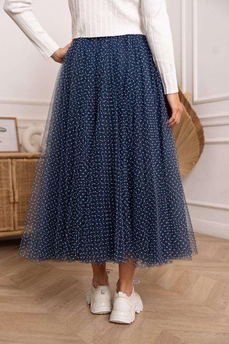 And Just Like That - navy tule maxirok