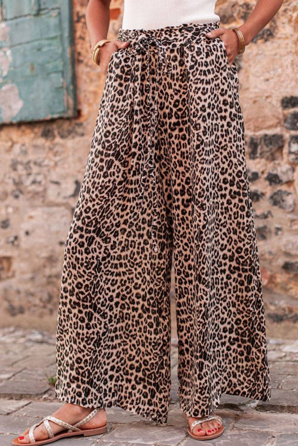 Boho Leopard broek met wijde pijpen