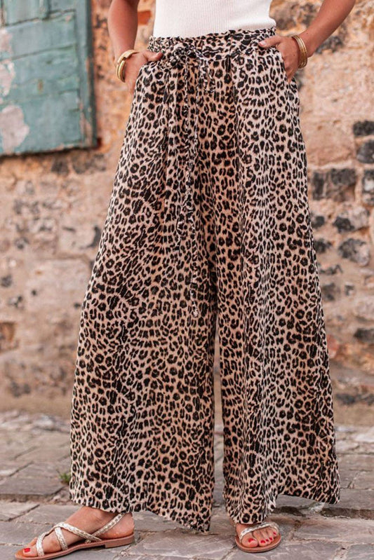Boho Leopard broek met wijde pijpen