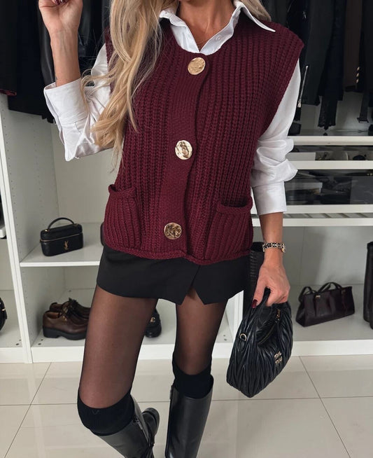 Chunky knit vest - Bordeaux