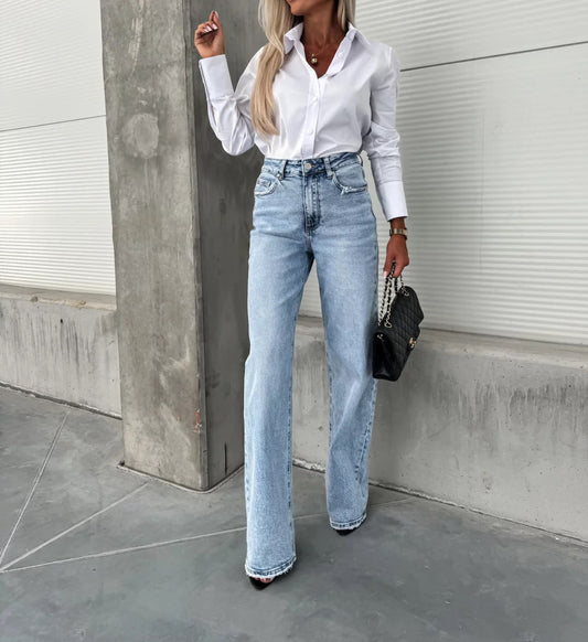 Wide Leg Jeans - Light Blue