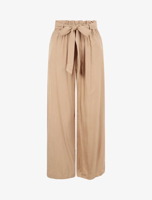 Fluid Wide Leg Pants - Beige