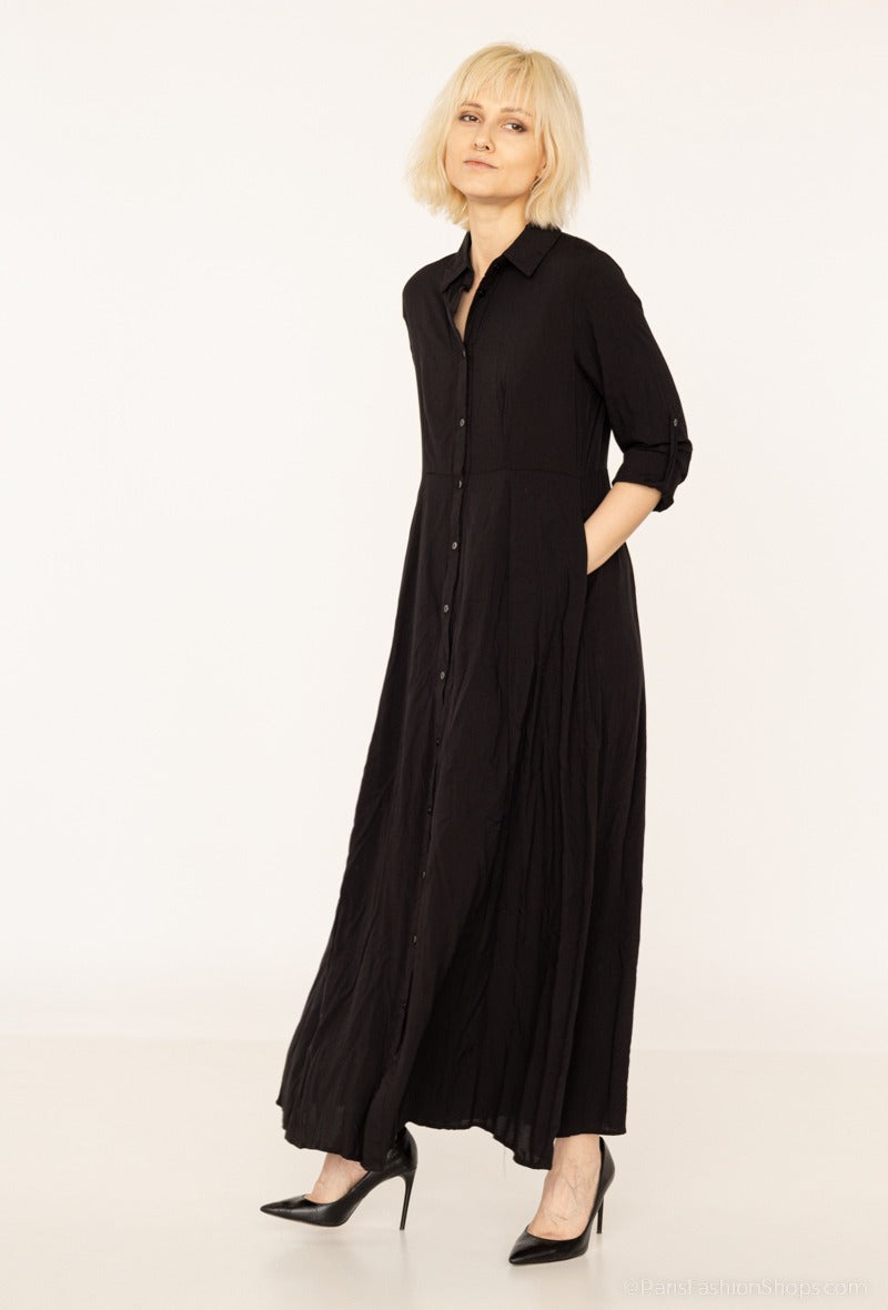 Dreamy Flow Maxi Hemdjurk - Midnight Muse