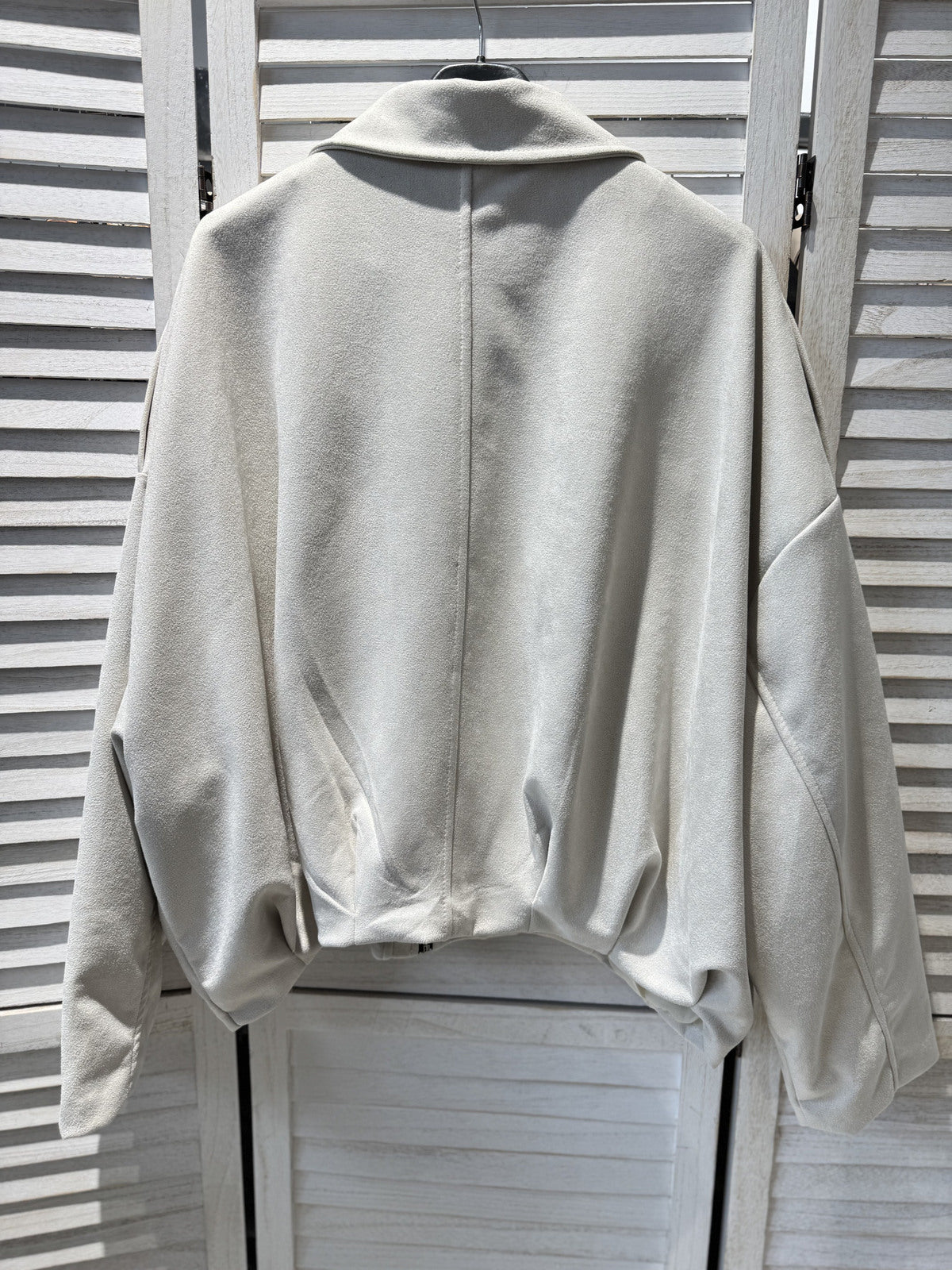 Oversized Ecru suede look bomber