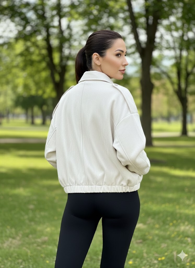 Oversized Ecru suede look bomber