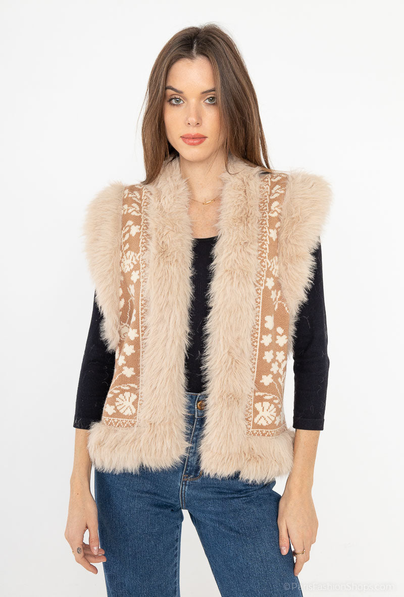 Koko - sleeveless gilet met faux fur