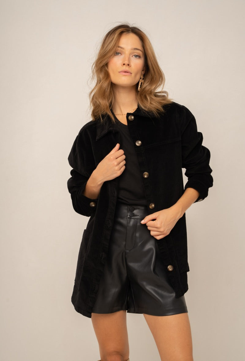 Pauline - black velvet oversized jasje