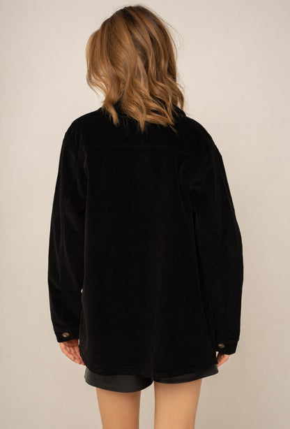 Pauline - black velvet oversized jasje